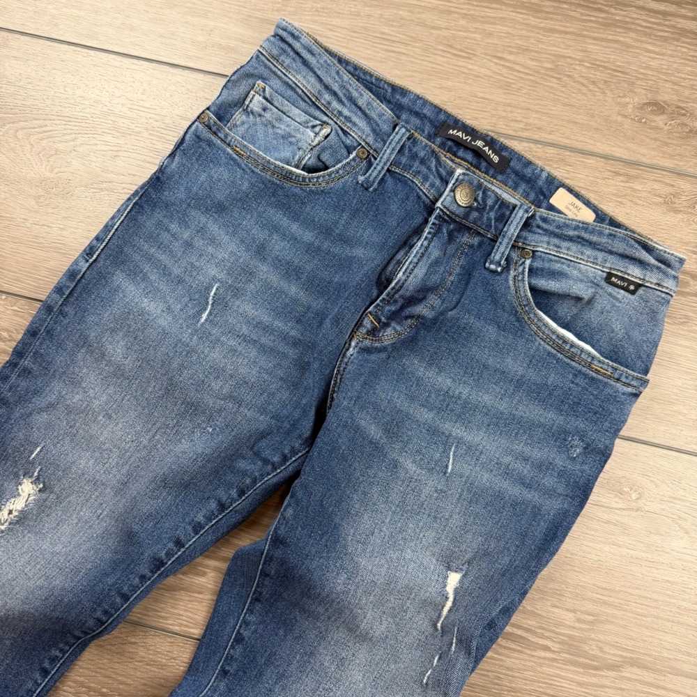 Mavi Mens Jeans Jake Slim Leg Distressed Blue 32x30.5